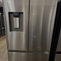 Samsung Fridge 22 cu. ft. Standard Depth 3-Door French Door Smart Refrigerator in Fingerprint Resistant Stainless Steel with Dispenser.
