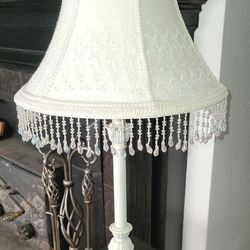 Vintage white Bedside Lamp And Lampshade