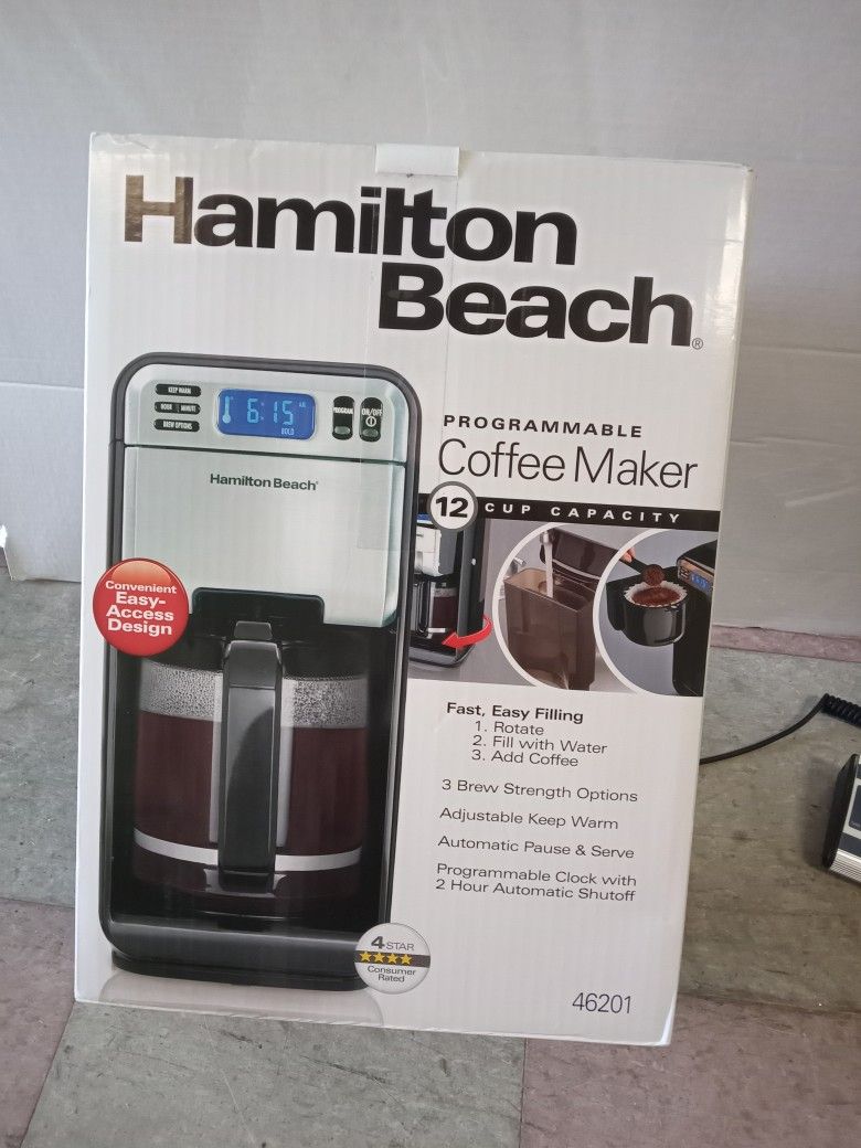 Hamilton Beach Programmable Coffee Maker 12 Cup Capacity 46201 Convenient Easy Access Design