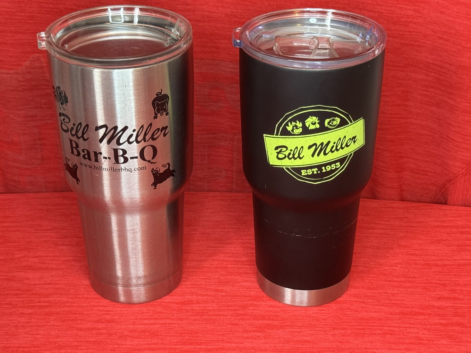 Two Bill Millers Tumbler Black & Stainless Steel