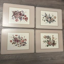 Vintage Pimpernel Corked Backed Placemats Set of 4 Floral Bouquet Roses Flowers