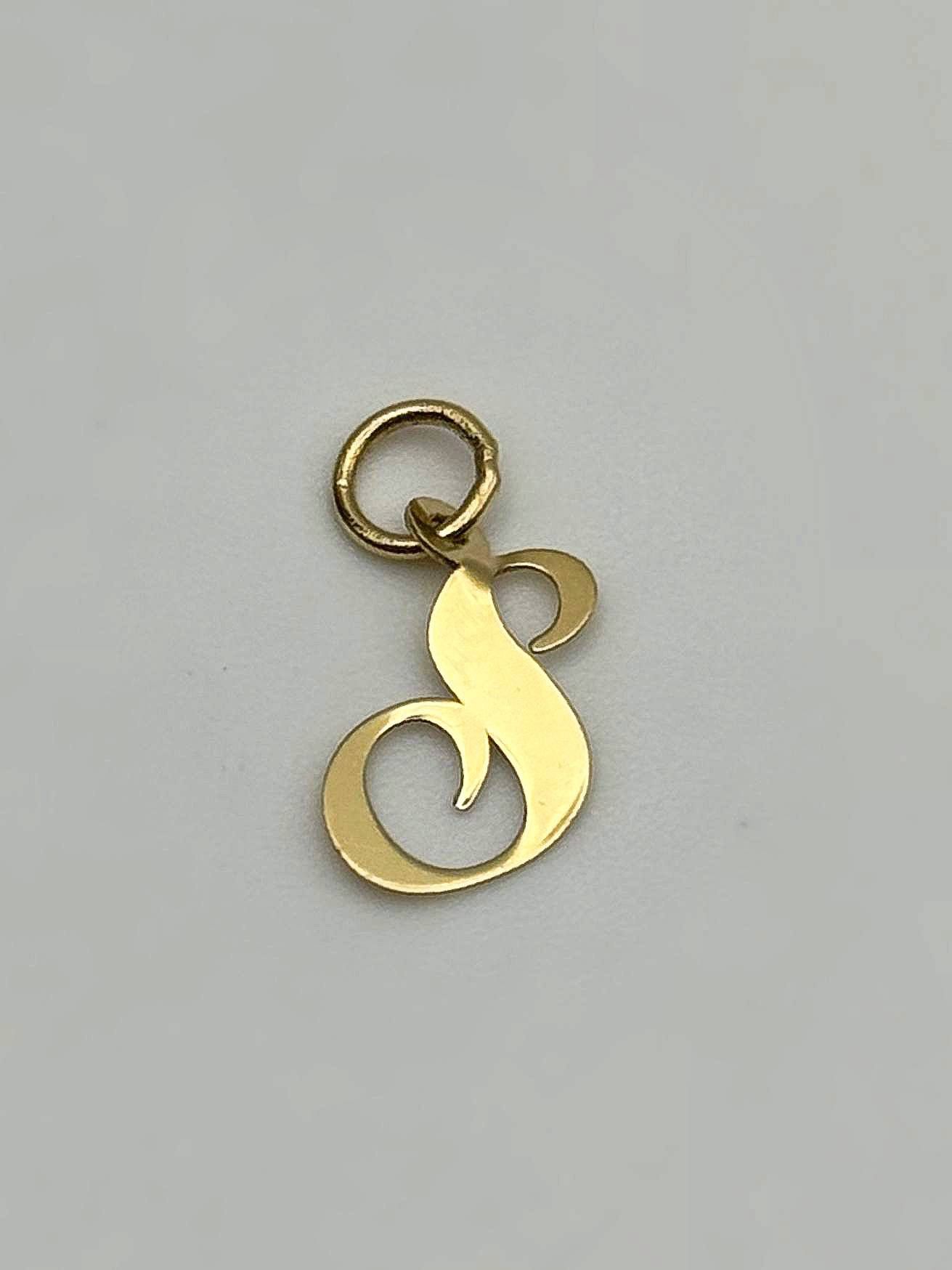 Jewelry 14k solid yellow gold βSβ letter pendant charm