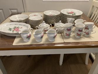Rose Dishes Set 66 Piece Set