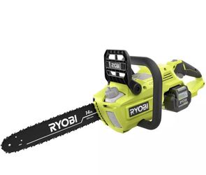 RYOBI Cordless Chainsaw 14 in. 40-Volt Lithium-Ion Battery Charger Brushless
