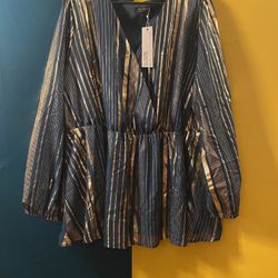 Gold and navy striped mini playsuit with tags - Bloomchic