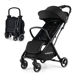 BABY JOY Lightweight Baby Stroller, Compact Travel Stroller for Airplane, Infant Toddler Stroller w/Adjustable Backrest & Canopy, Storage Basket, Self