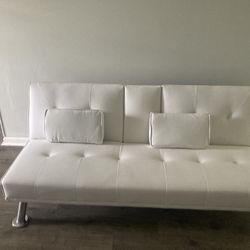 White Faux Leather Couch 