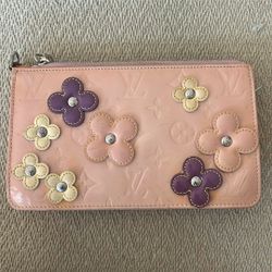 Louis Vuitton Pink Patent Leather Clutch w Spinning Flowers