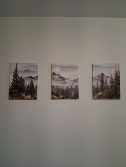 Forest & Mountain Canvas Triptych, 3 Panels