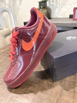 Size 11M Nike Air Force 1 Low Patent Leather Dark Team Red Safety Orange