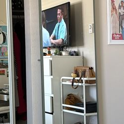 Green ikea storage mirror