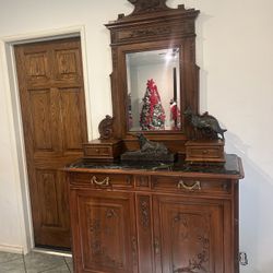 Antique 19’s Hundreds Dresser With Mirror 