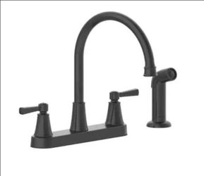 Glacier Bay Melina Double-Handle Standard Kitchen Faucet with Side Sprayer in Matte Black