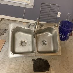Deep Double Basin Stainless Sink With kohler Faucet.water And Soap Dispenser.