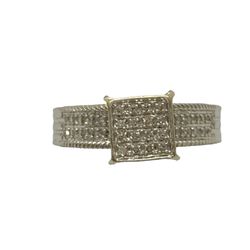 14K White Gold/Diamond Square Ring - 0.39tcw - Size 7.25 - 3.0g
