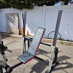 Bench Press Station With Lat Pulldown And Preacher Curl