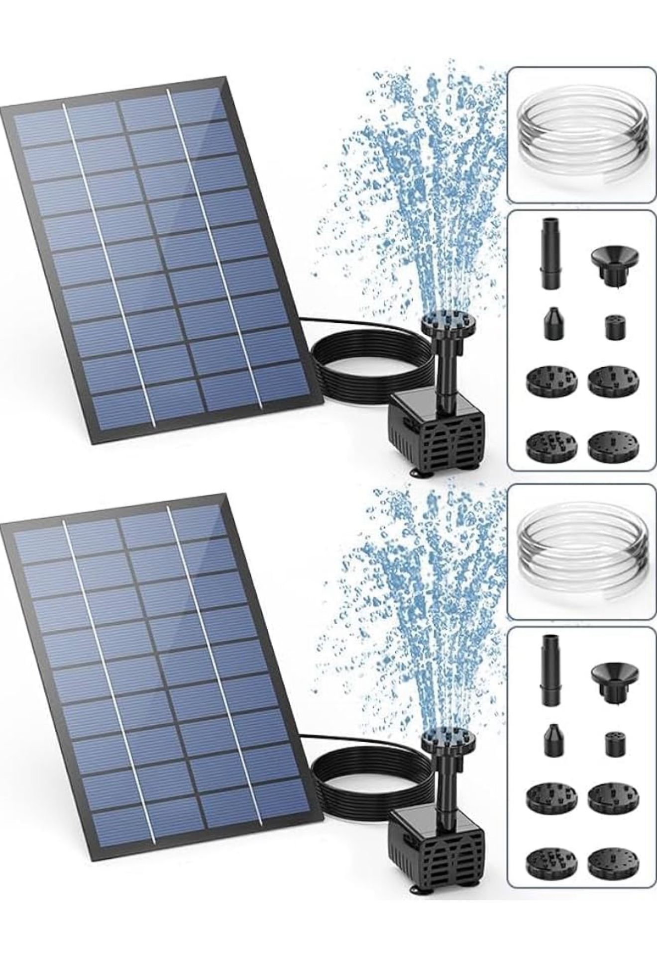 New 2.5W Solar Fountain Pump, DIY Outdoor Solar Water Fountain with 6 Nozzles and 4ft Water Pipe