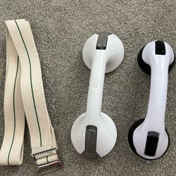 LOT HOME CARE ITEMS - ELDERLY OR INFIRM - SUCTION CUP SHOWER HANDLES & WEIGHT BELT