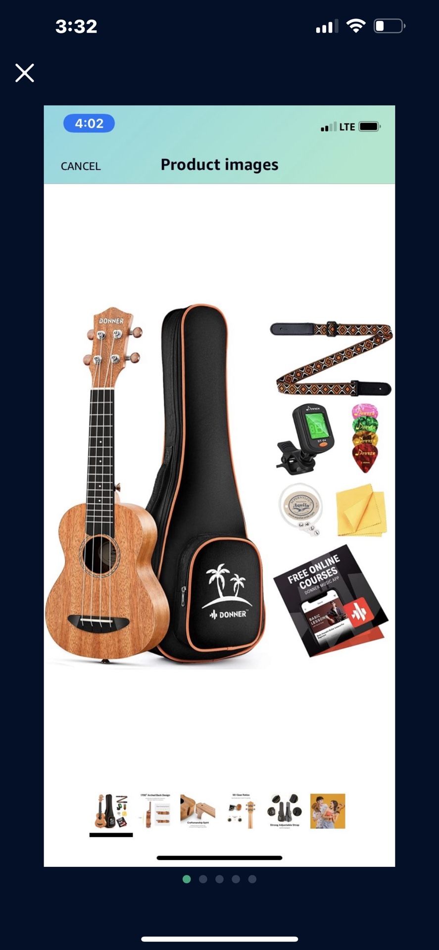 Donner Concert Ukulele Mahogany Bundle Kit