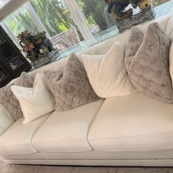 White Leatherette  Couch 