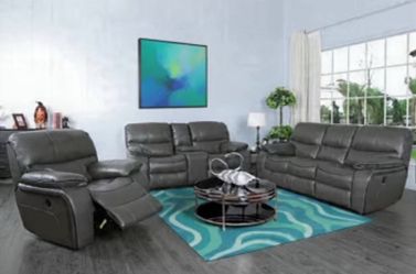 Memorial Day sale. Madrid, gray leather reclining sofa and loveseat set only $1099. Easy finance option. Same day, Delivery.
