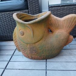 Vintage Terracotta Koi Pot From Mexico