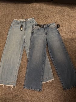 Two Pairs of Wide-Leg Jeans with Tags
