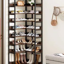 XK00557 9-Tier Corner Shoe Rack, Freestanding Shoe Storage Shelf