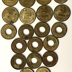 20 World War II Era Brass Trade Tokens