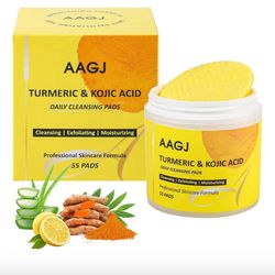 Turmeric Kojic Acid Cleansing Pads,Turmeric Exfoliating Face Scrub Pads, Remove Excess Keratin, Smooth Skin, Deep Cleansing Facial Pad for All Skin Ty