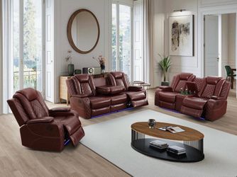 💥FREE DELIVERY💥Brand New POWER, LED, USB  3PC Reclining Sofa Loveseat Chair Set