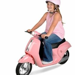 Hyper Blush Retro Scooter 24 Volt
Battery Powered Electric Scooter with
Easy Twist Throttle: Steel Qo Plastic, 15
mph, 170 lb Capacity