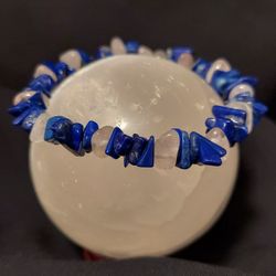 Lapis And Rose Quartz Crystal Bracelet 