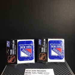 New York Rangers Vintage NHL Team Vinyl Sticker Year 1989 Set Of Two