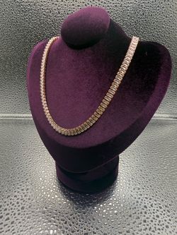 Rose Gold Baguette Crystal Tennis Necklace FROM AKIRA