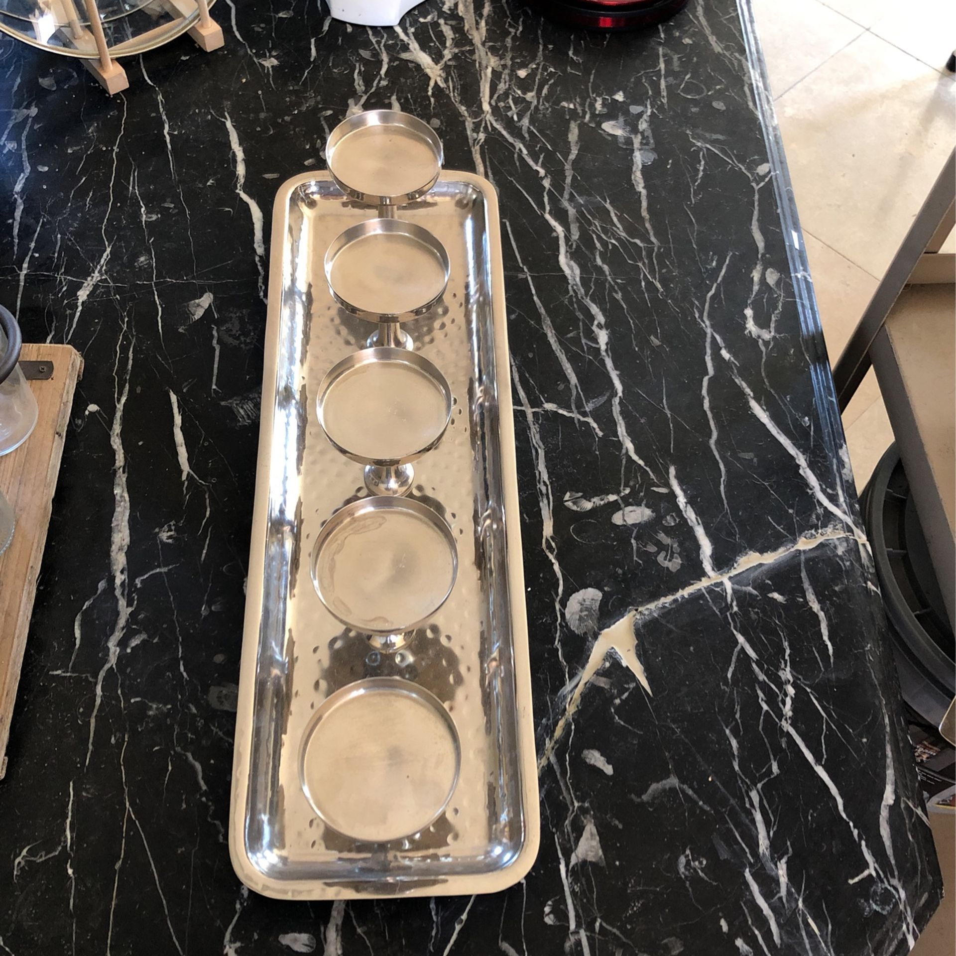 Stainless Steal 5 Candle Holder Attached