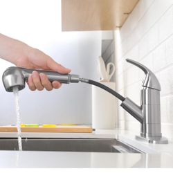 Commercial Small Kitchen Faucet Brushed Nickel, Stainless Steel Nickel  K6 $40