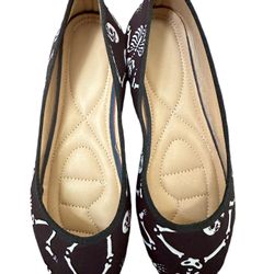 Black And White Skeleton Flats Shoes