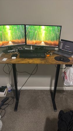 Agilestic 48*24 Inch Height Adjustable Electric Standing Desk, Rustic Brown