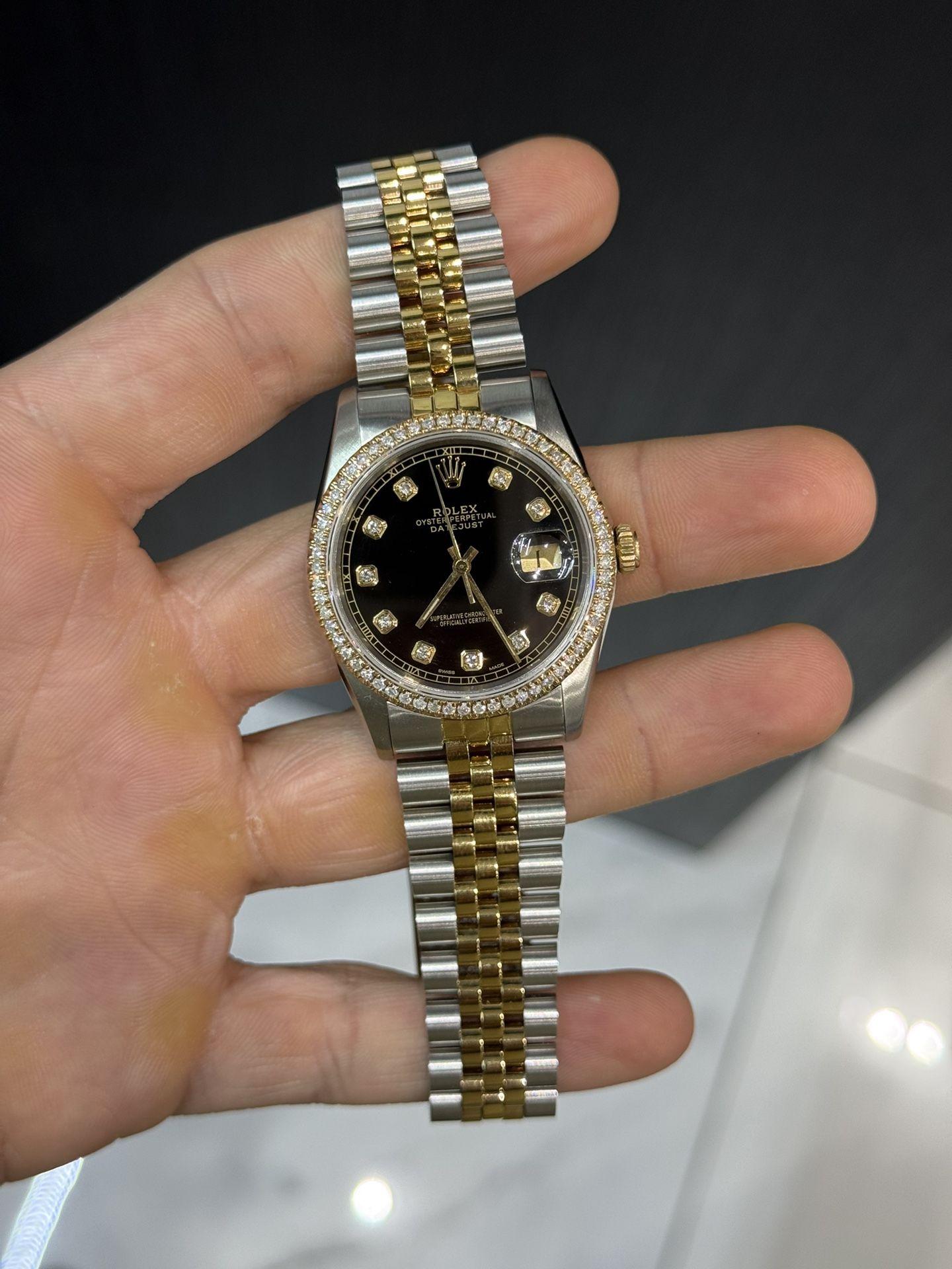 Rolex 36mm DateJust Ref # 16013 Black Diamond Dial