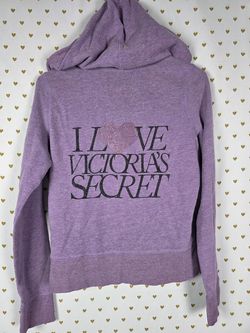 Victoria Secret Supermodel WING Essential I Love Rhinestone Purple Medium Hoodie