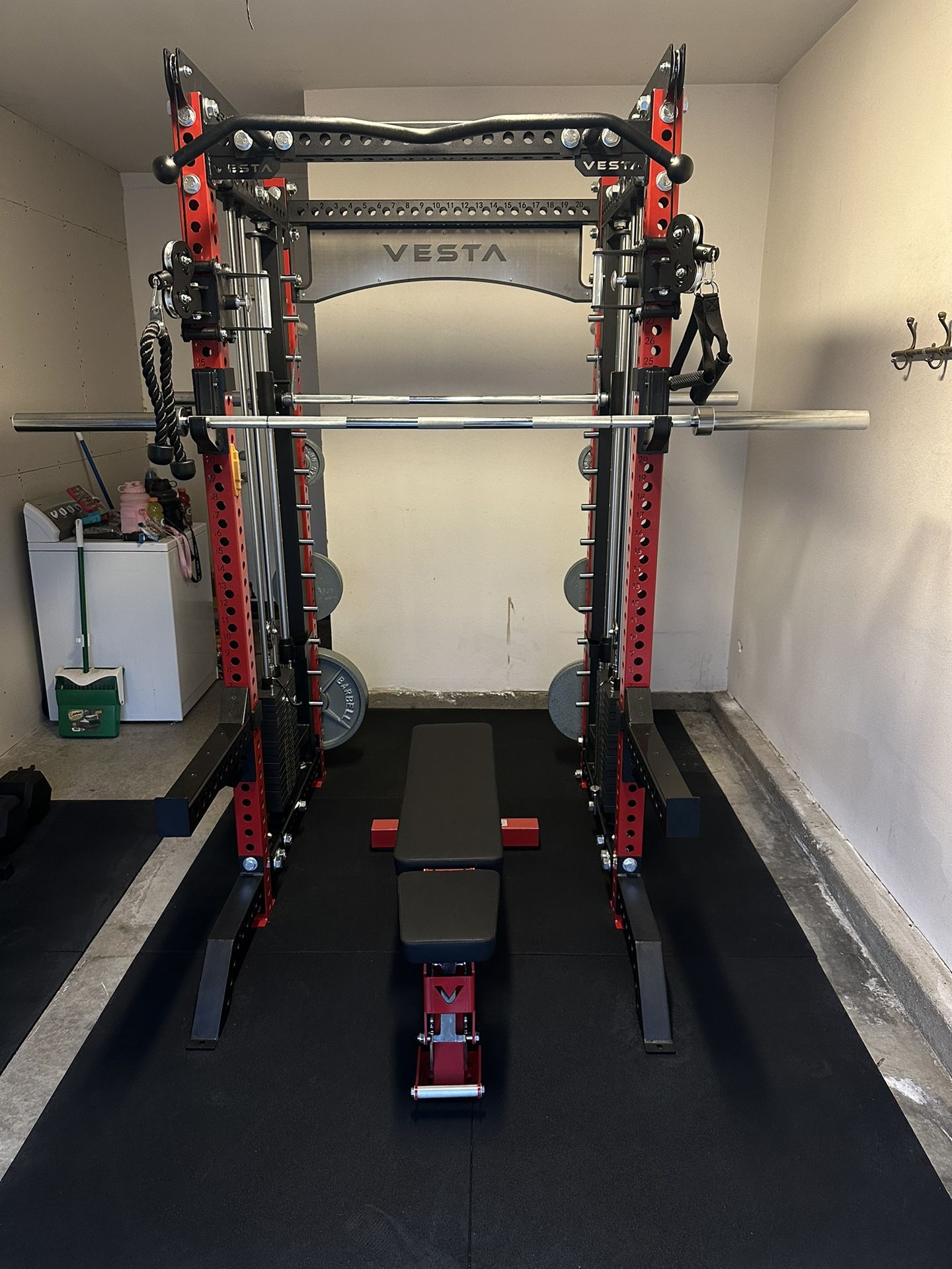 Vesta Fitness PRO SERIES Ultimate Half Rack Functional Trainer w/Smith Machine Bar | 320lb Stack | Gym Equipment | Fitness | Commercial | Squat Rack