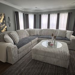 Sectional & Ottoman With 3 Pc Coffee Tables 