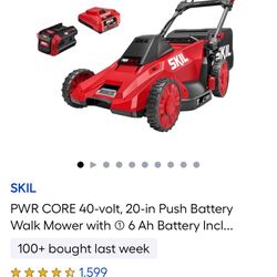 NEW NEVER USED SKILL PWR CORE 20” 40 Volt PUSH MOWER WITH A 3 YEAR EXTENDED WARRANTY FULLY TRANSFERABLE 
