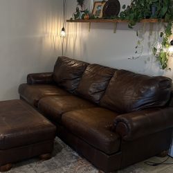 Leather Couch And Ottoman