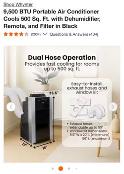Whynter Portable Air Conditioner – 14,000 BTU – Includes Window Vent Kit