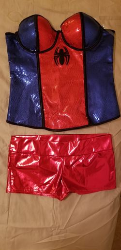Sexy Spiderman Corset and Booty shorts  Large/XLarge 