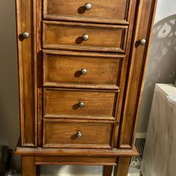 Five Drawer Jewelry Armoire With Two Necklace Doors