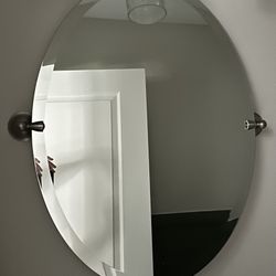 Pending pickup Beveled Frameless Oval Tilting Bathroom Vanity Mirror 