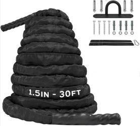 New Battle Rope 1.5in 30ft with Cover, Anchor and Strap